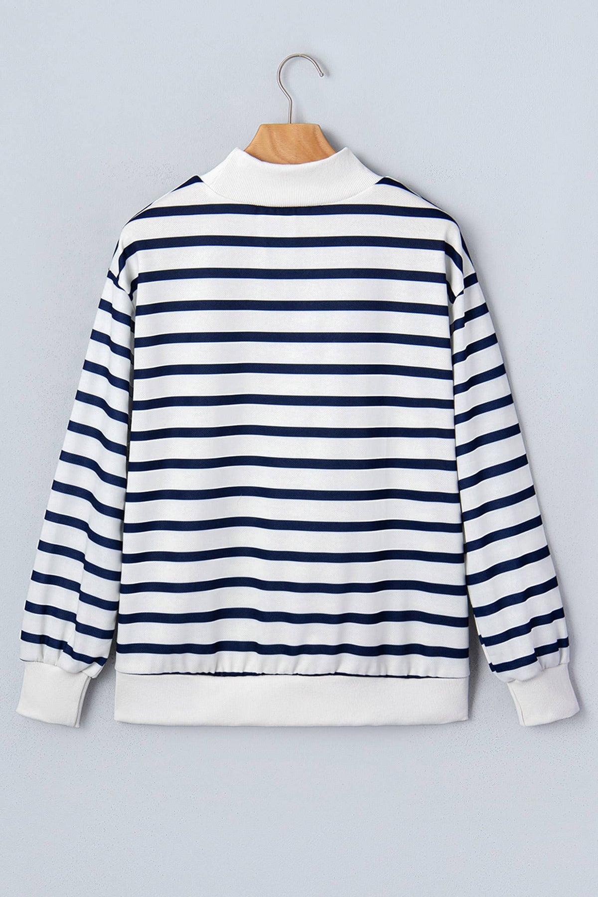 Striped Football Mock Neck Casual Sweatshirt