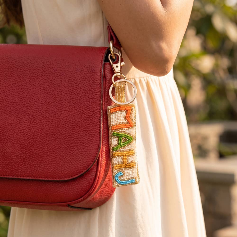 Mahjong Beaded Keychain Bag Charm