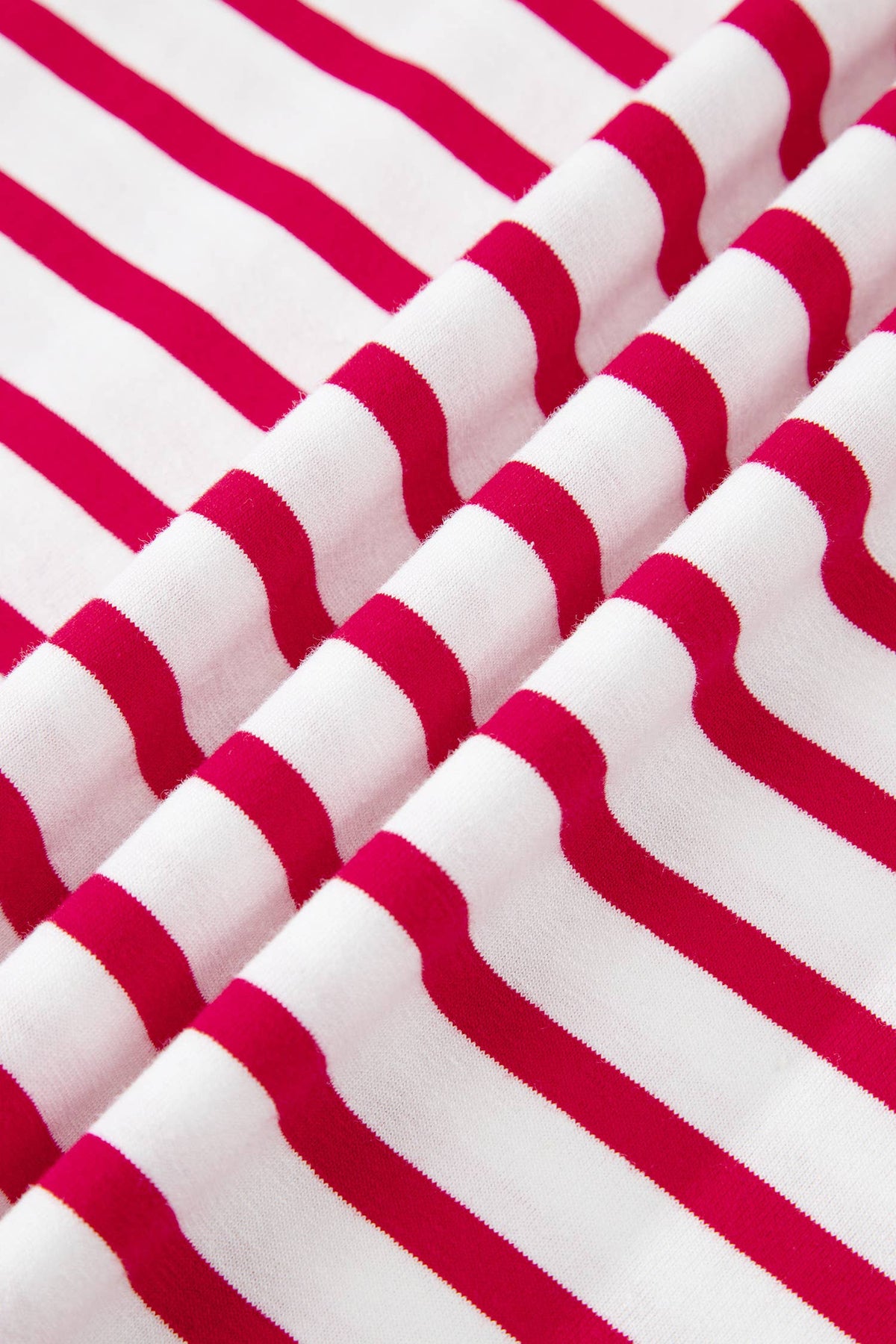 Stripe Scalloped Trim Round Neck T Shirt