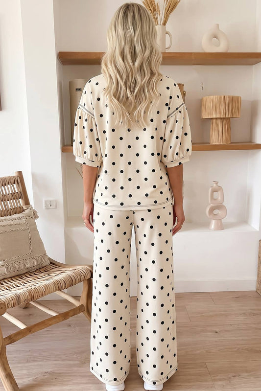 Polka Dot Half Sleeve Drawstring Set