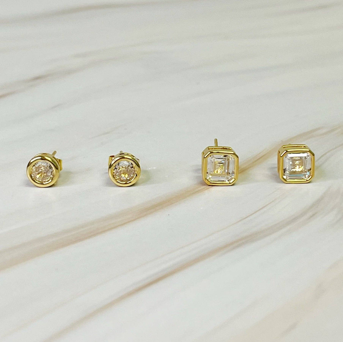 Bella Bezel Stud Earrings Set Of 2