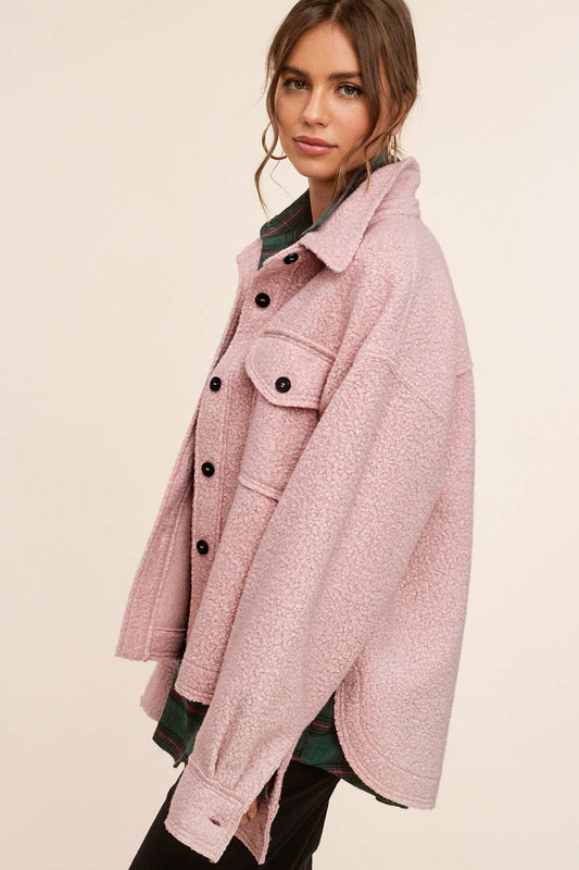 Fuzzy Fabric Button Down Jacket