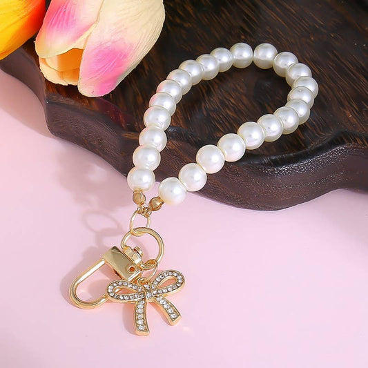 PEARL BOW or HEART BAG KEYCHAINS