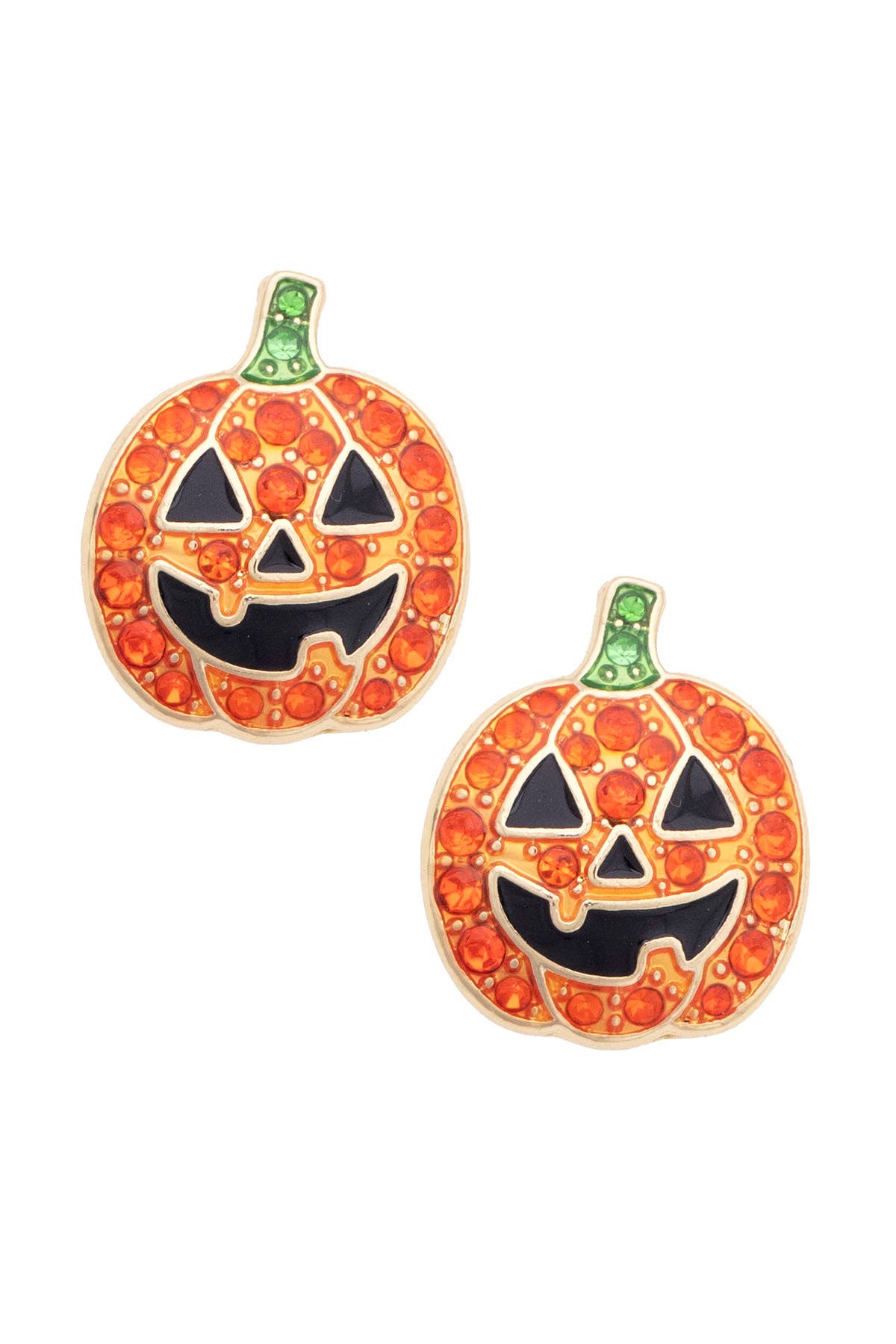 Pumpkin Pave Stud Earrings in Orange