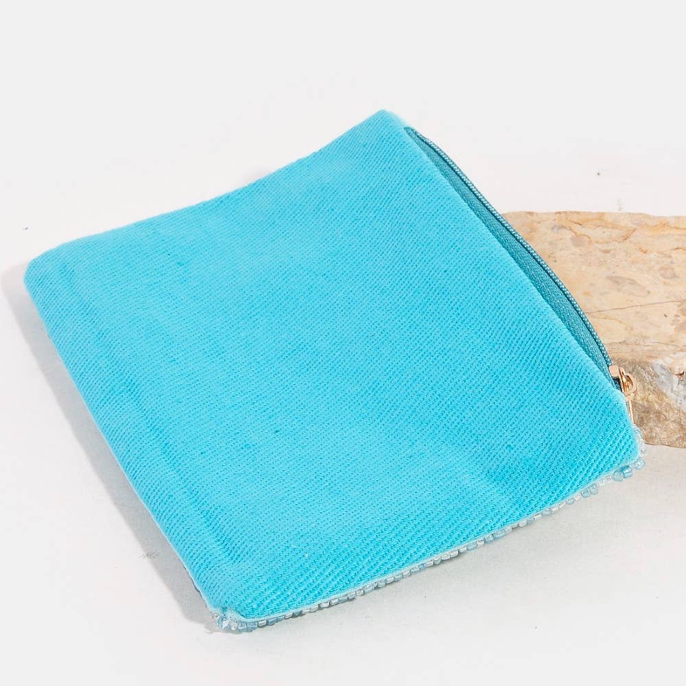 Sunbathing Pool Lady Seed Beaded Coin Purse
