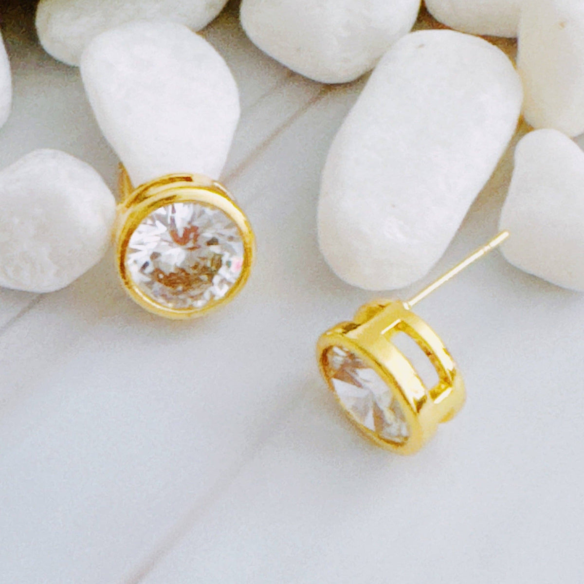 Bezel Stud Earrings