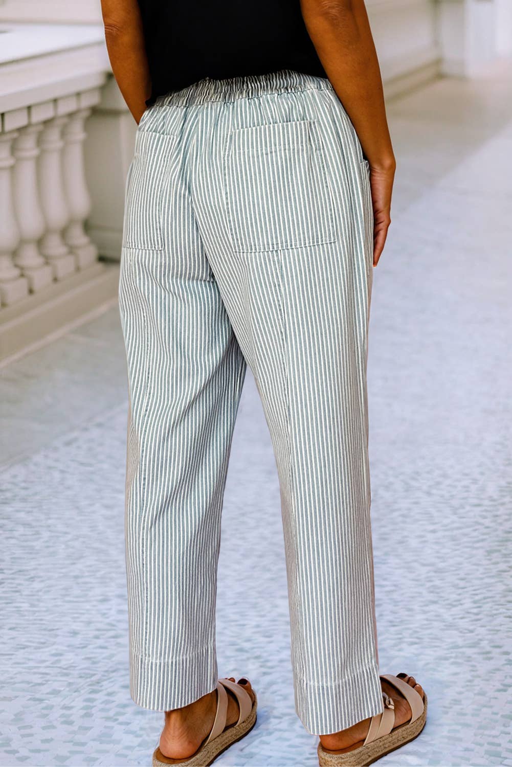 Mid Rise Drawstring Waist Pants
