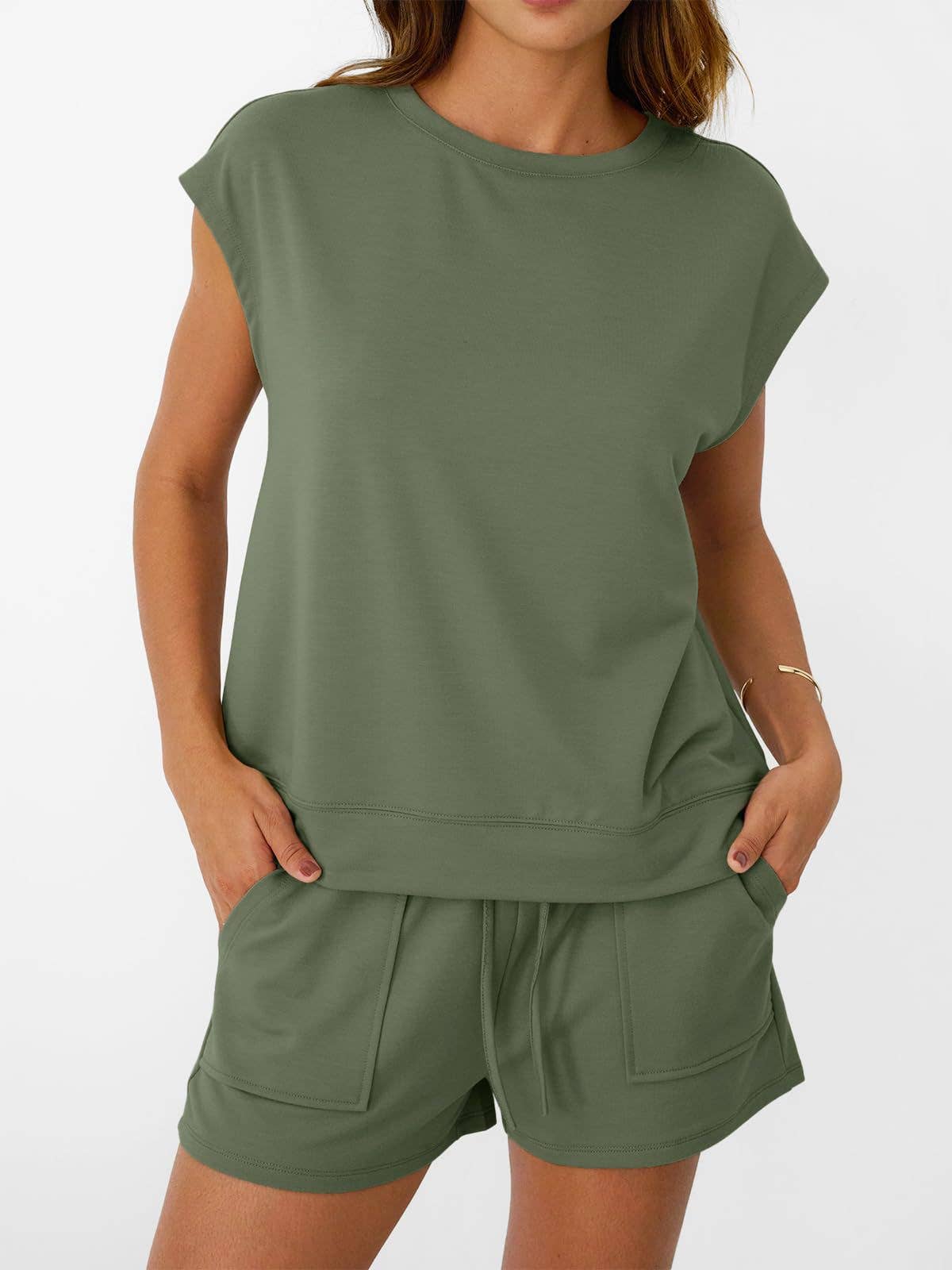 Casual Short Sleeve Top and Shorts Two Piece Summer Set