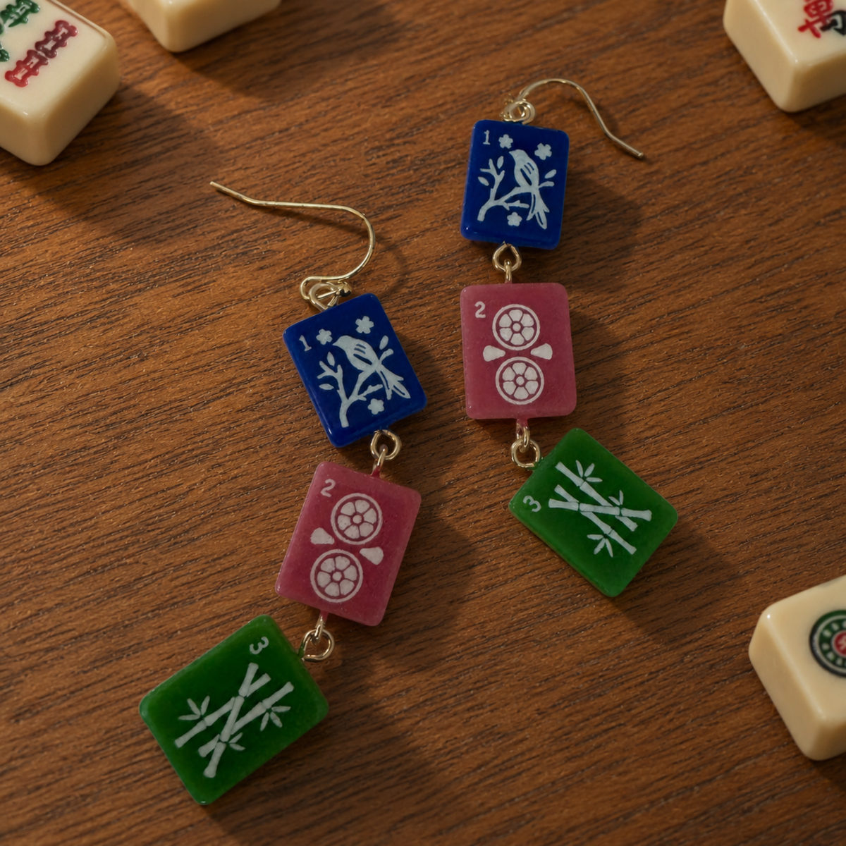 Mahjong Triple Tile Drop Earrings