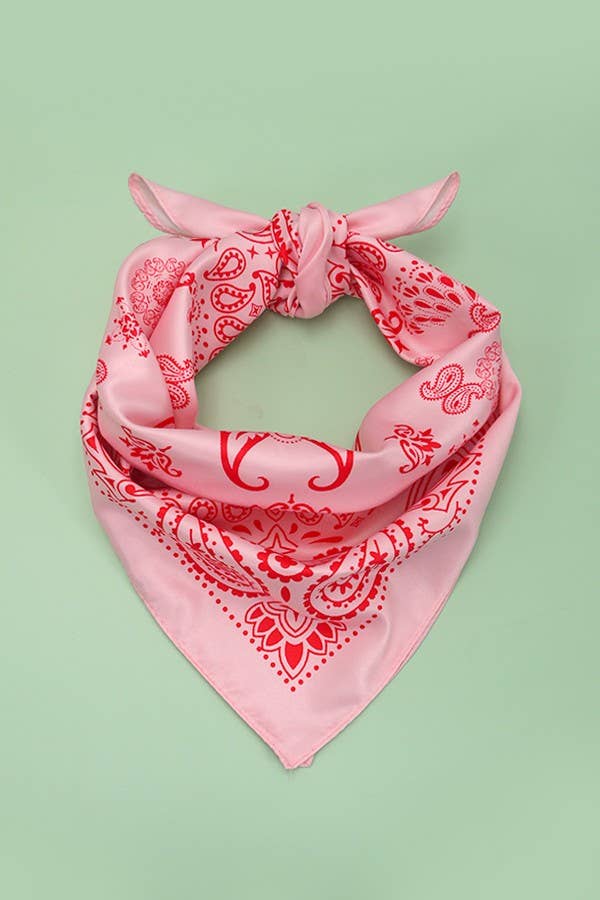 PAISLEY PINK SILKY FEEL BANDANA SCARF