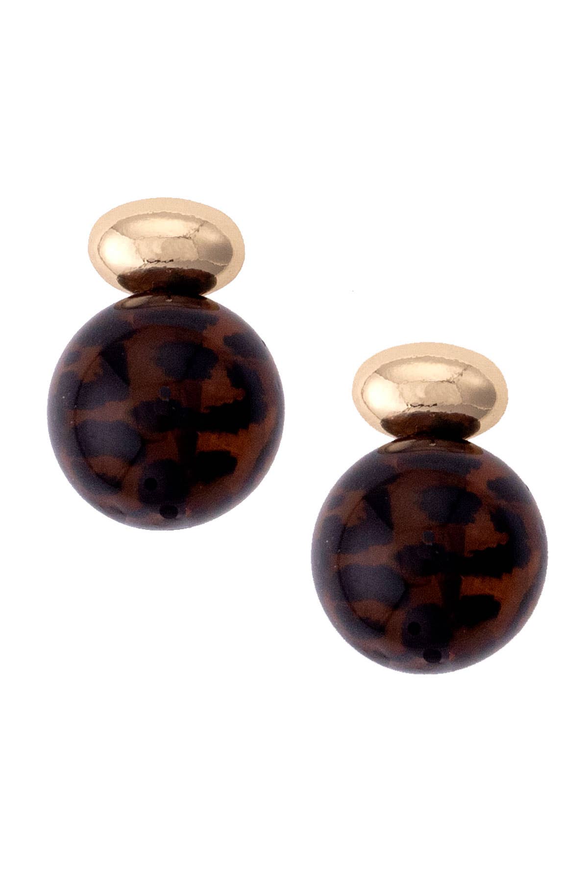 Tortoise and Gold Stud Earrings