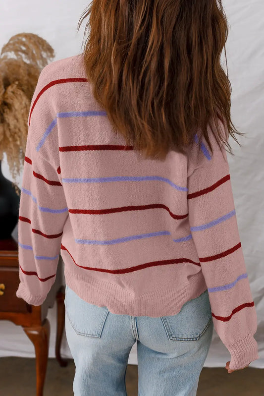 Casual Striped Loose Fit Pullover Sweater for Women
