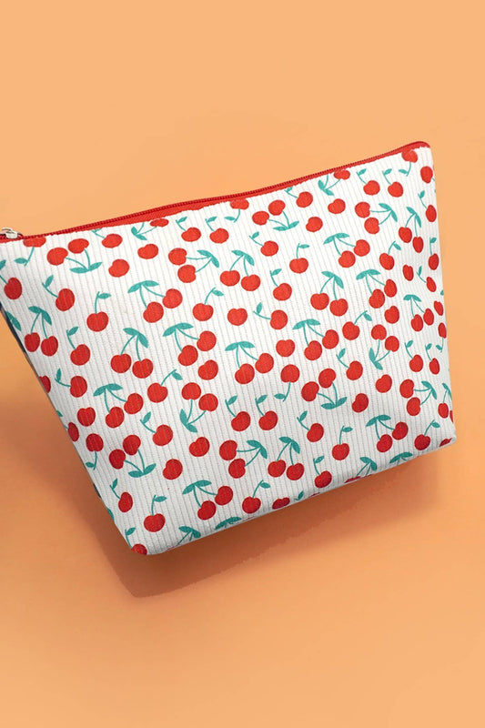 TRAVEL BOW CHERRY COSMETIC MAKEUP POUCH BAG