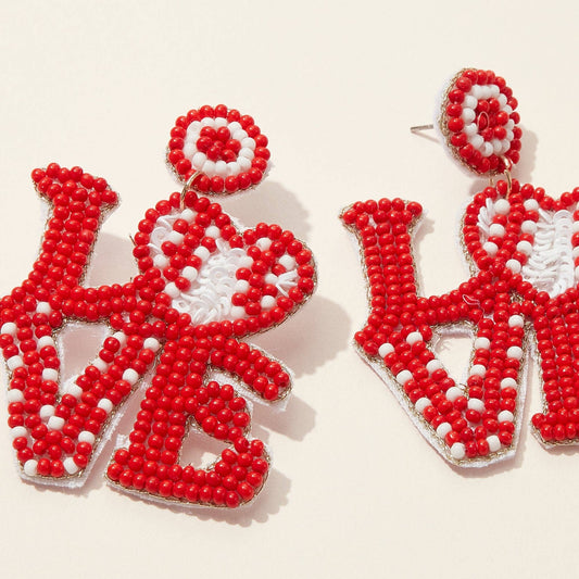 LOVE Baseball Bead Earrings