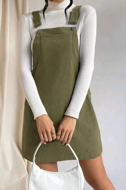 Solid Color Overall Dress