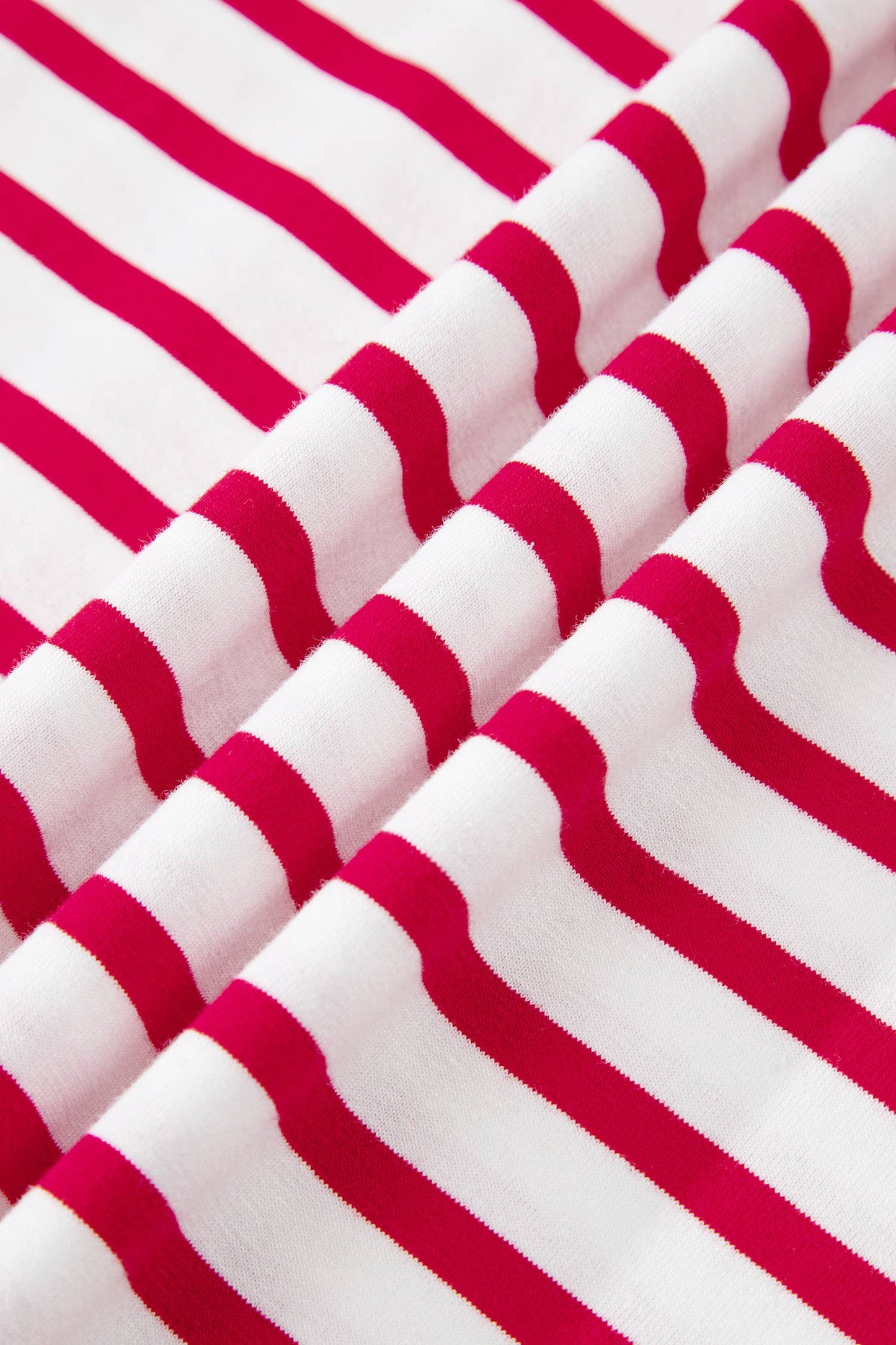 Stripe Scalloped Trim Round Neck T Shirt