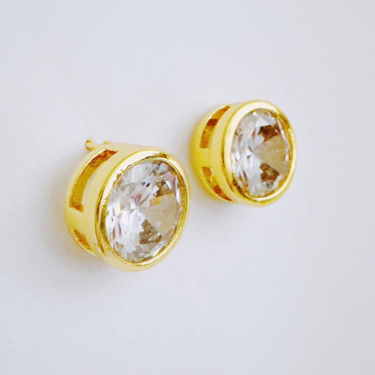Bezel Stud Earrings