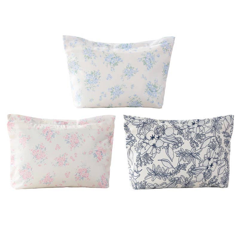 FLORAL COSMETIC MAKEUP POUCH BAG