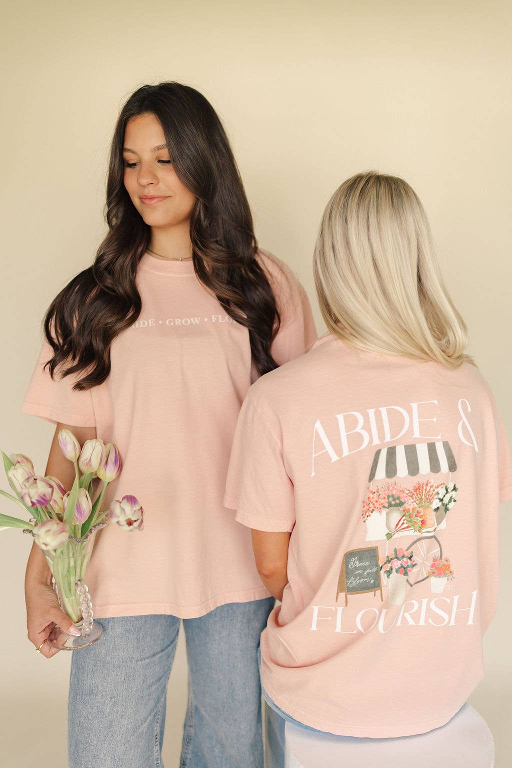 Abide and Flourish Floral Cart  Graphic Tee