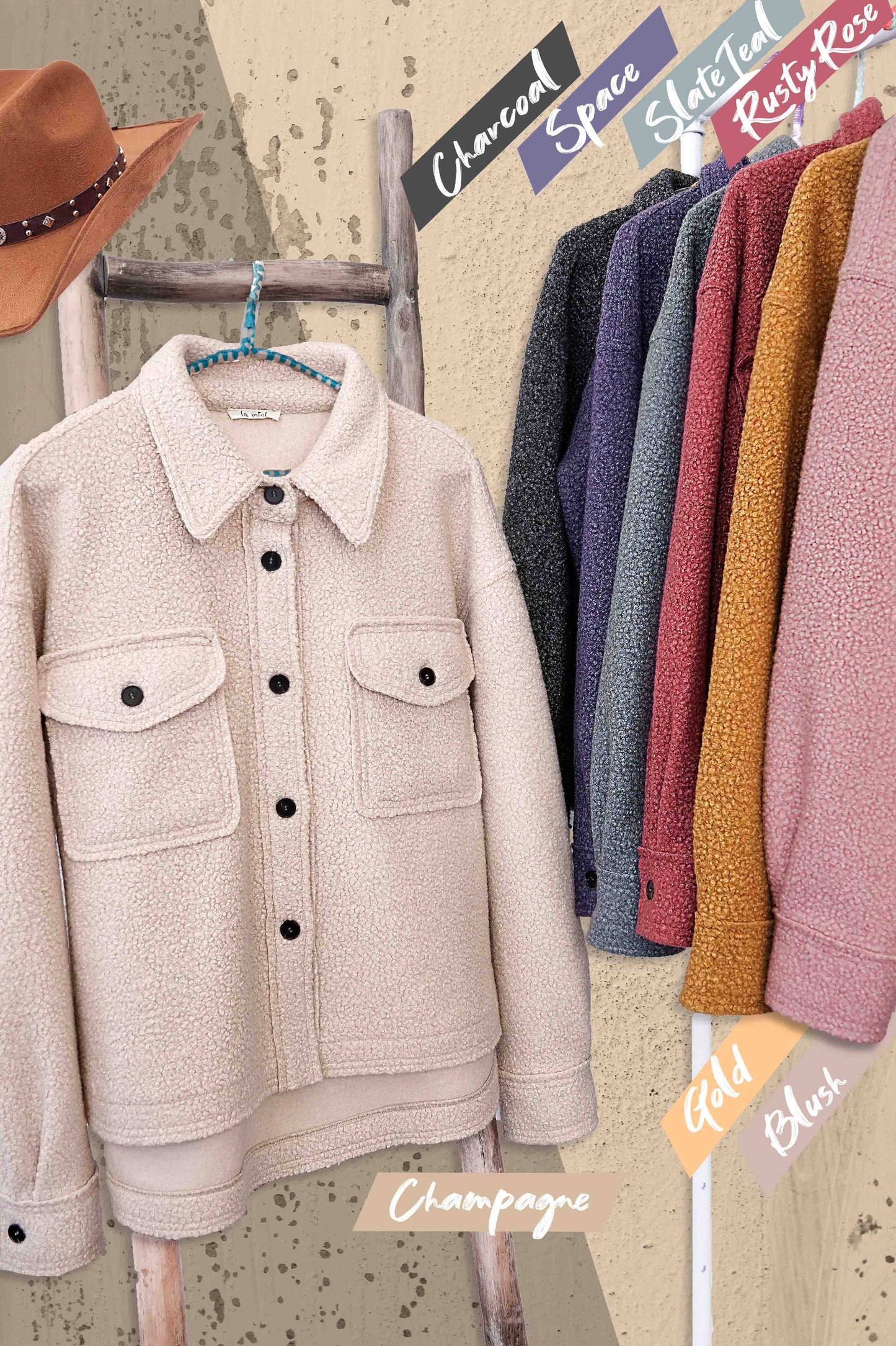 Fuzzy Fabric Button Down Jacket
