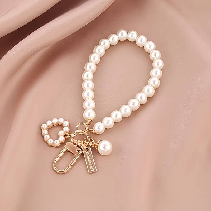 PEARL BOW or HEART BAG KEYCHAINS