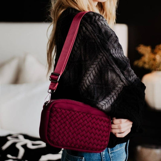 Wine Woven Crossbody Bag