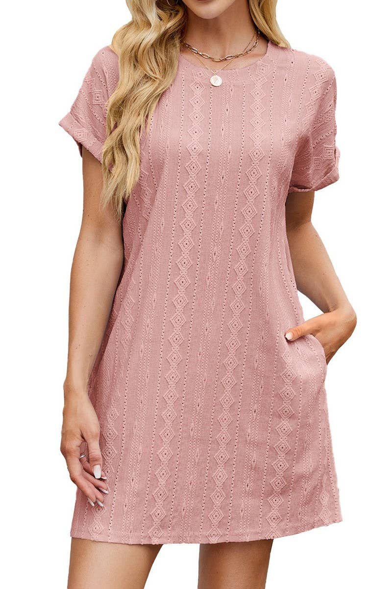 Loose Short Sleeved Pocket Dress