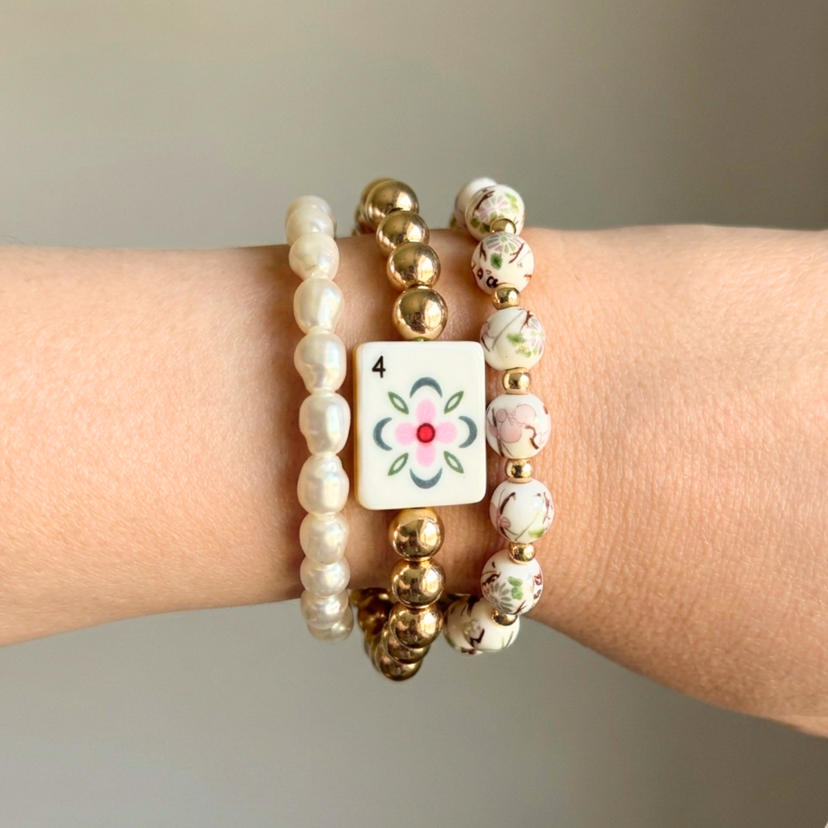 Mahjong Stretch Bracelet Stack – 3 Piece Set