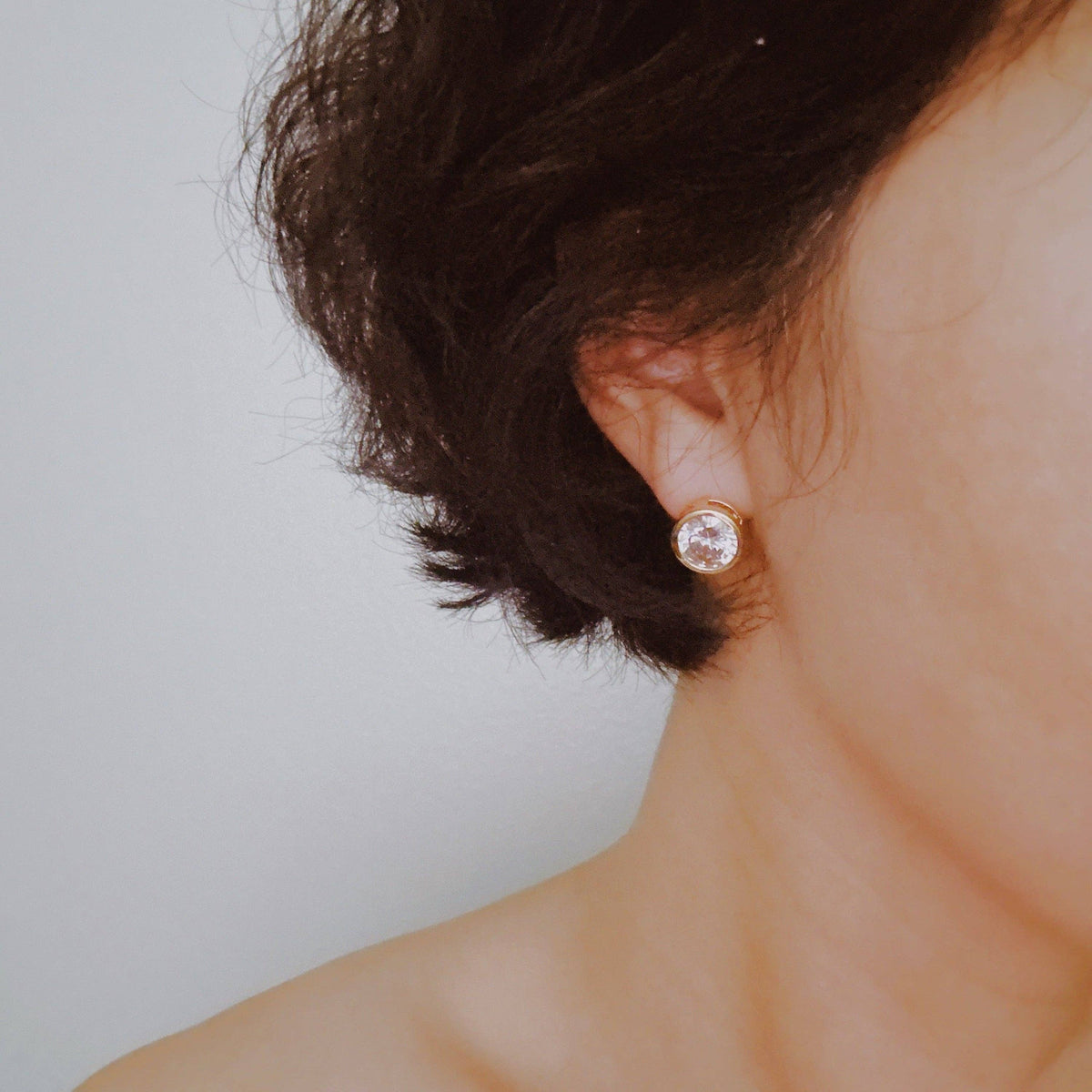 Bezel Stud Earrings