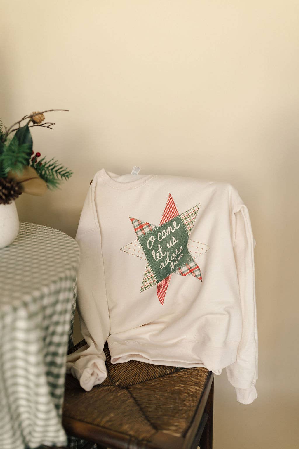 Christmas Quilt O Come Let us adore Him Graphic Apparel