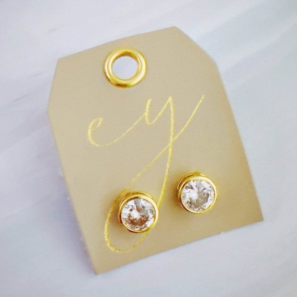 Bezel Stud Earrings