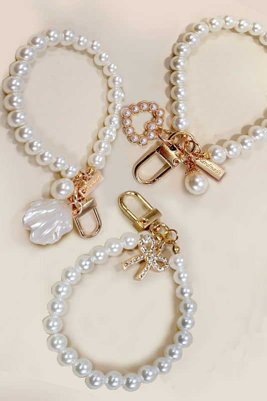 PEARL BOW or HEART BAG KEYCHAINS
