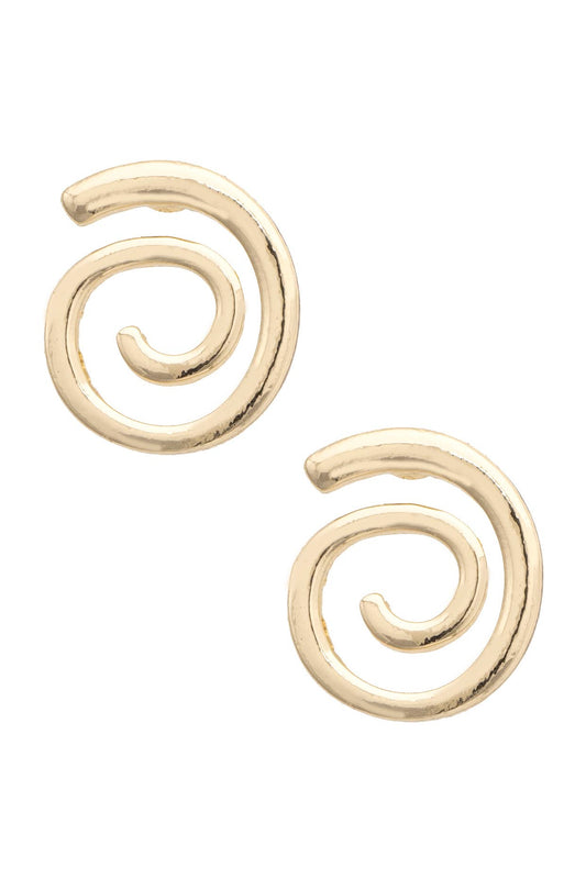 Swirly Stud Earrings in Shiny Gold