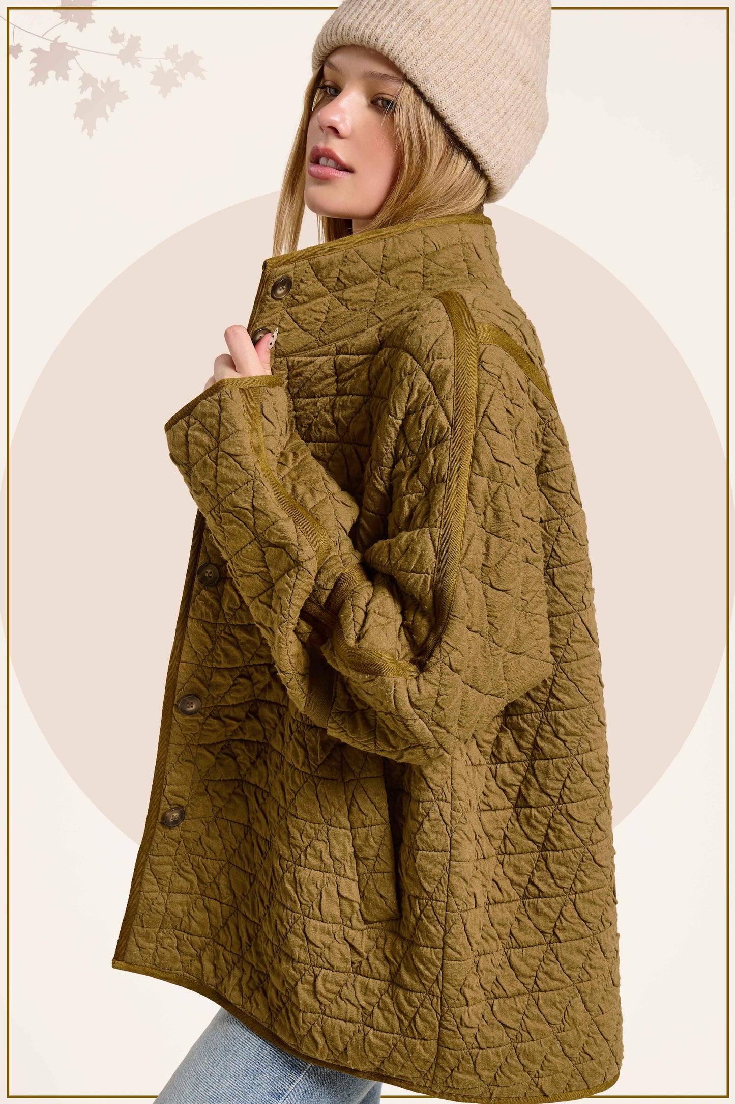 Oversized Soft Quilted Button Down Jacket