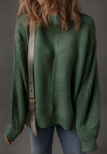 Texture Knit Front Seam Detail Sweater