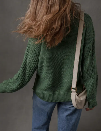 Texture Knit Front Seam Detail Sweater