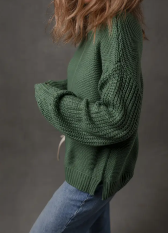 Texture Knit Front Seam Detail Sweater