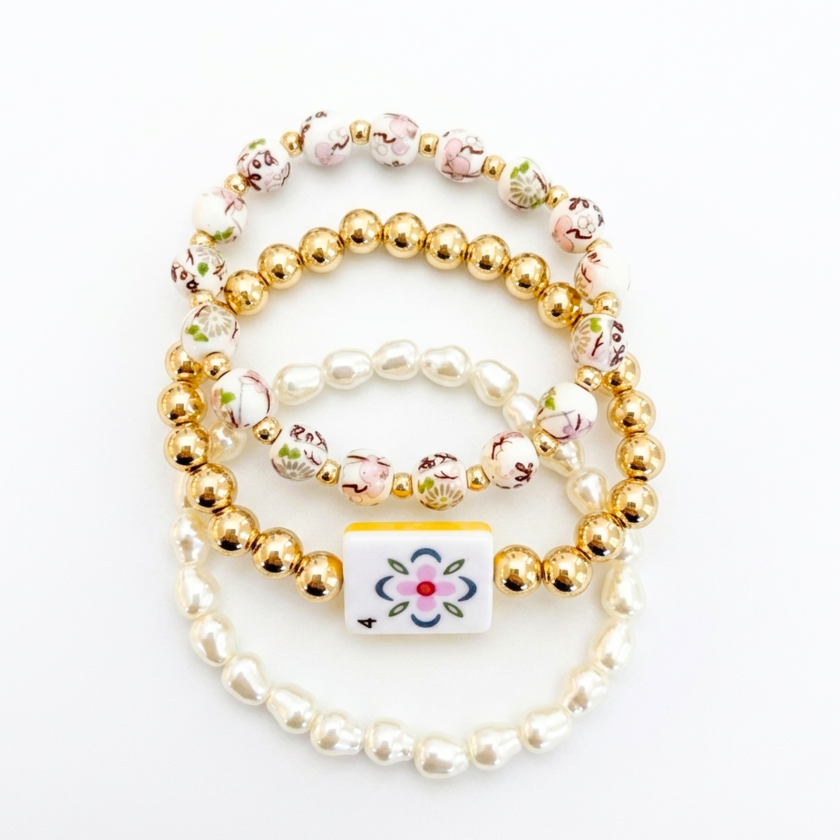Mahjong Stretch Bracelet Stack – 3 Piece Set