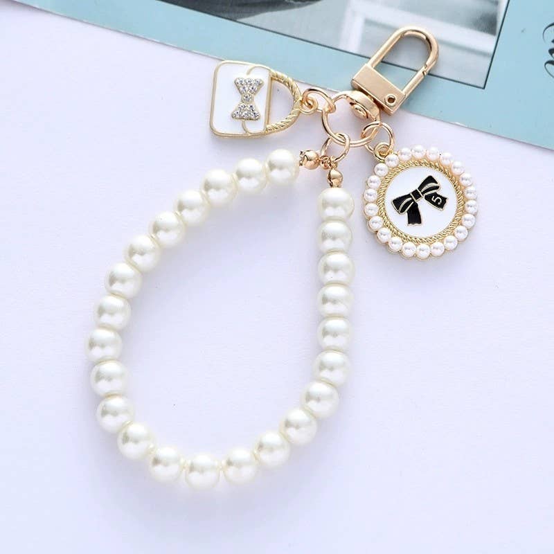 PEARL BOW or HEART BAG KEYCHAINS