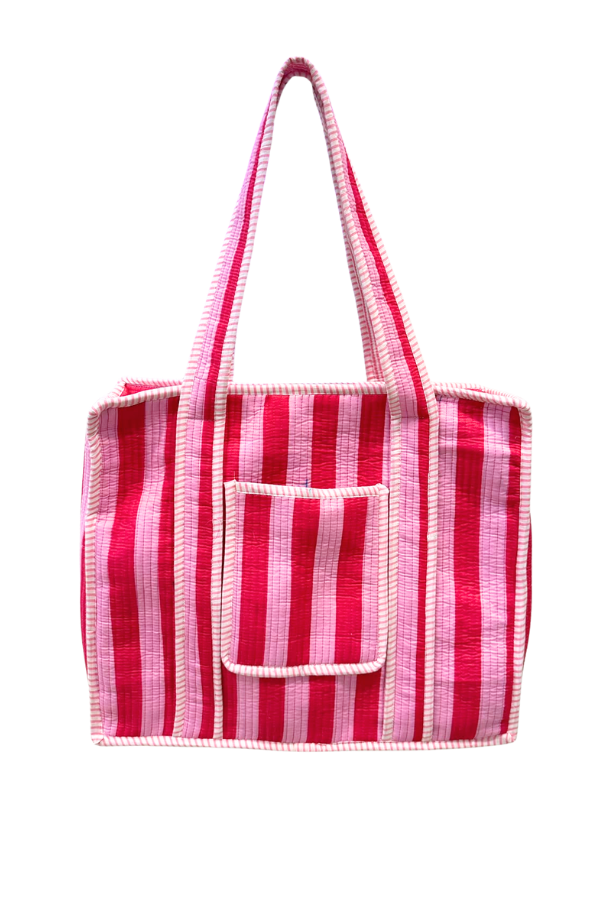 Nash Grey Carryall in Pink Stripe