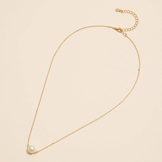 8mm Classic Pearl Charm 18K Gold Dip Necklace