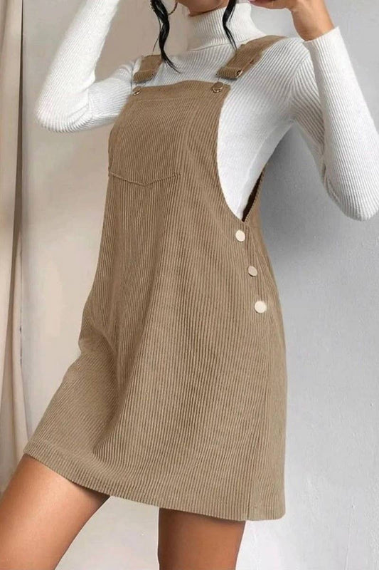 Solid Color Overall Dress