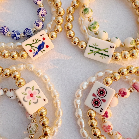 Mahjong Stretch Bracelet Stack – 3 Piece Set
