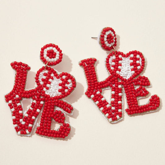 LOVE Baseball Bead Earrings