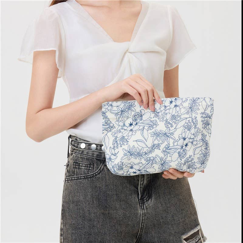 FLORAL COSMETIC MAKEUP POUCH BAG
