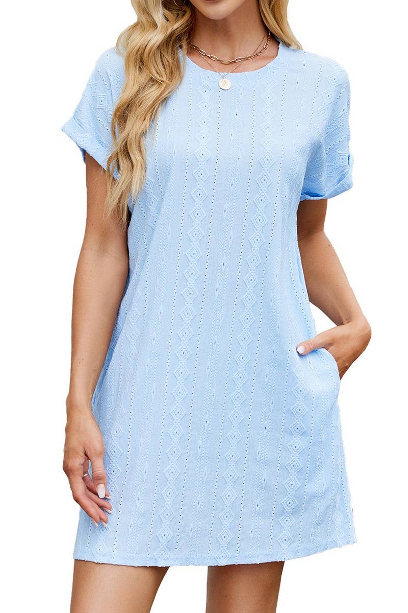 Loose Short Sleeved Pocket Dress