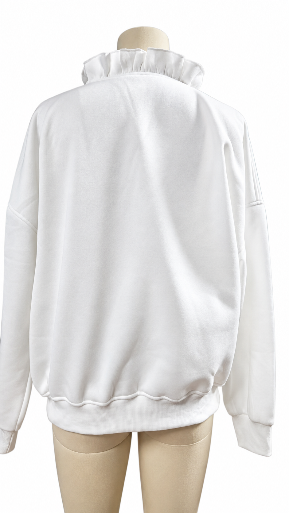 Ruffle V-Neck Loose Casual Sweatshirt