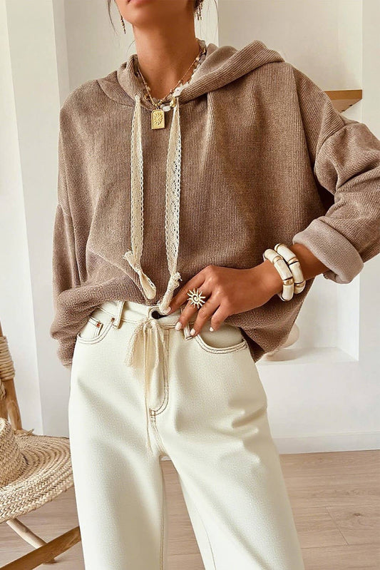 Thermal Textured Drawstring Hoodie