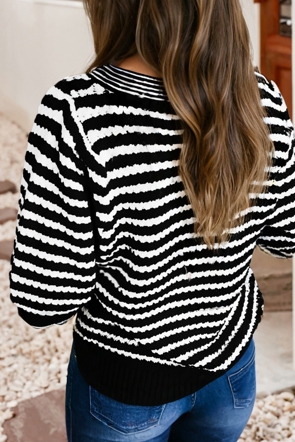 V Neck Bow Knot Front Sweater