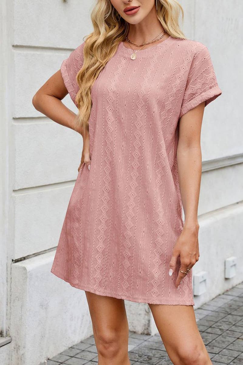 Loose Short Sleeved Pocket Dress